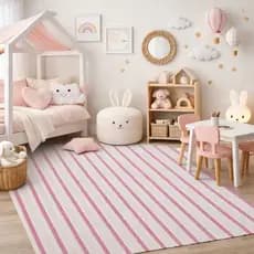 Tapete Para Sala Quarto Moderno Mandacaru 1,50 X 1,00 Rosa Antialérgico Antiácaro