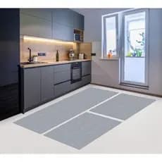 Kit Tapete De Cozinha Antiderrapante - Cairo Cinza Antialérgico Antiácaro Moderno