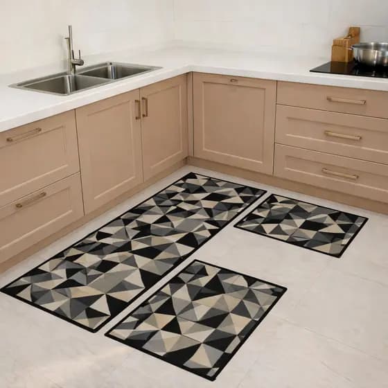 Tapete de Cozinha Antiderrapante 3 Peças Lavável Absorvente