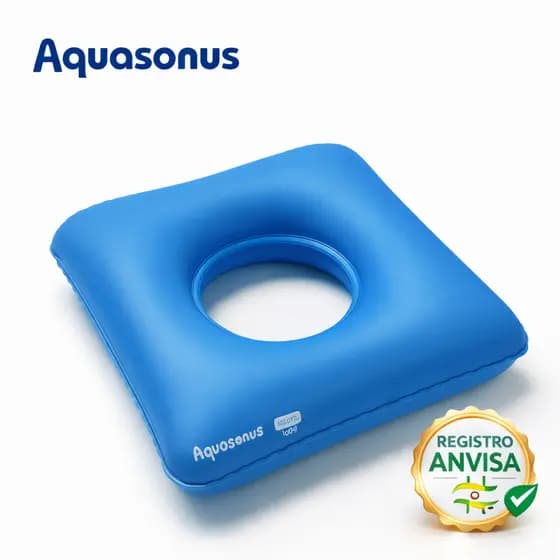 Almofada Ortopédica Aquasonus 45x45 Inflável Ar com Orifício Alívio de Pressão