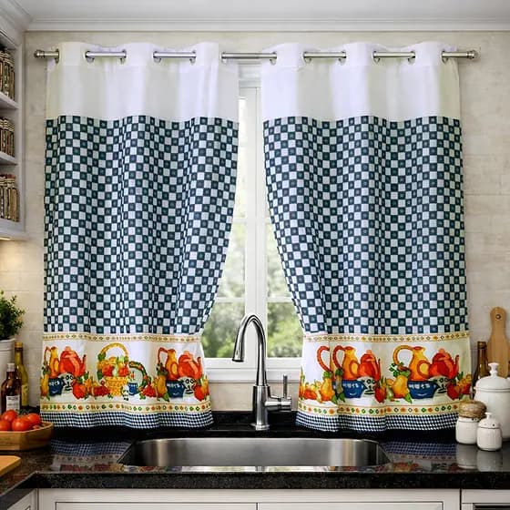 Cortina de Cozinha Oxford Estampada 2,00x1,40m | Produção Artesanal