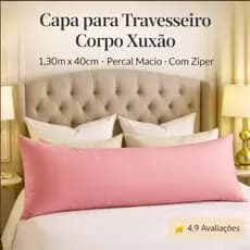 Capa Travesseiro Corpo Xuxão Zíper Percal Flex Macio 1,30m x 40cm