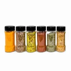 Kit 6 Potes Temperos Condimentos Tampa Dosadora Dupla de Plástico Com Etiquetas