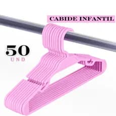 Kit 50 Cabides Infantis para Organização Rosa 5,5mm