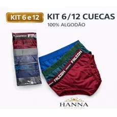Kit 6/12 Cueca Adulto Normal Slip Algodão Tradicional