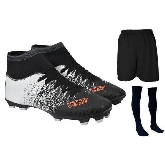 Chuteira Campo Botinha Nova Adulto Infantil Cano Alto Meião Short Promoção