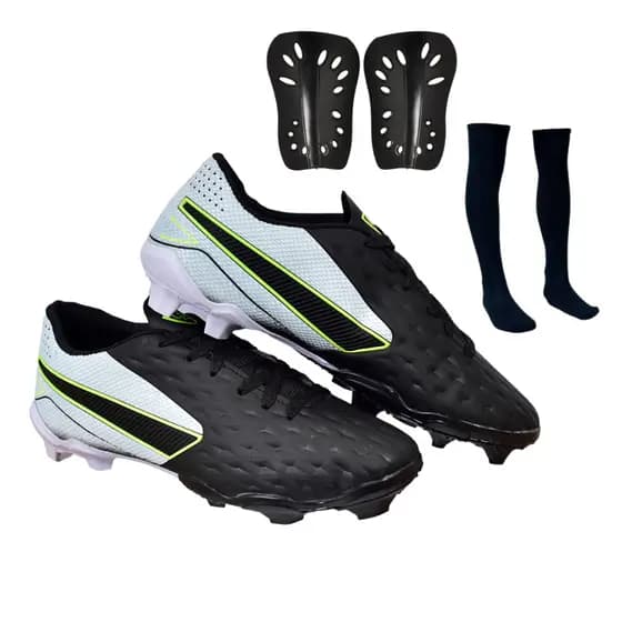 Chuteira Impactor Campo Adulto Gramado Uzze Sport + Meião Caneleira