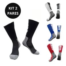 Kit 2 Meião Antiderrapante Socks Meia Futebol Corrida Esportivo