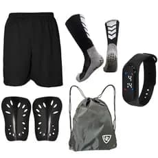 Meião Antiderrapante Socks Meia Futebol Corrida Relógio Short Caneleira e Mochila Esportiva