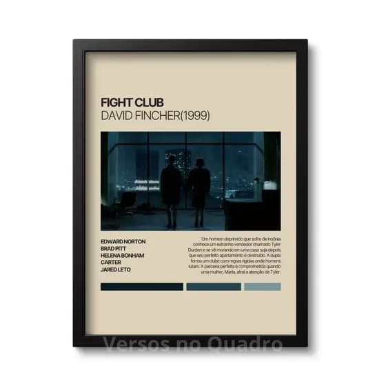 Quadro Decorativo Poster Fight Club Quadro Geek Moldura MDF com Acetato Decoração Ambiente