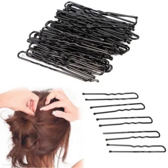 50 unidades Grampo De Cabelo Waved Em Formato De U Preto Invisível / Presilha Ondulada Feminina