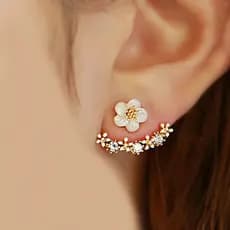 Brincos Flor Dourado Strass Sobrepor Delicado Feminino