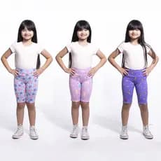 kit 03 Shorts Feminino Infantil Meia Coxa e Ciclista Crianca Estampado