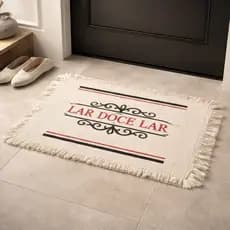 Tapete Algodão Boho Lar Doce Lar 40x60 Porta Entrada Decorativo