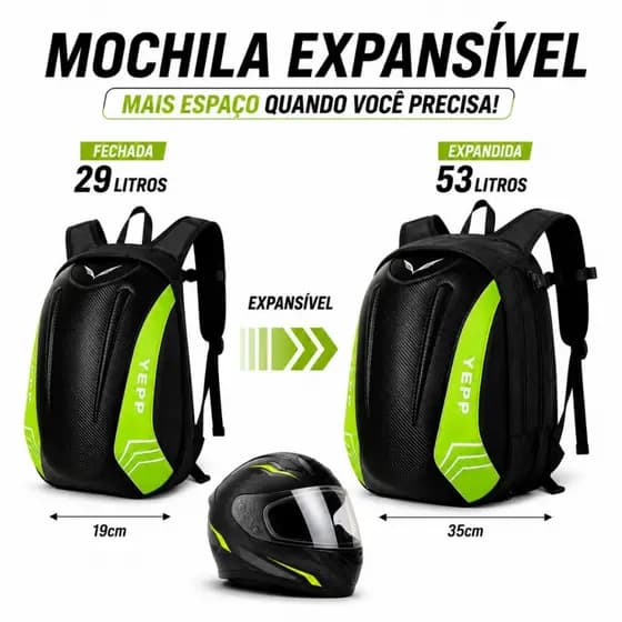 Mochila Bag Moto Motocross Motoboy à prova d'água Reflexivo Verde