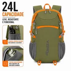 Mochila 24L Esportiva Leve Resistente Academia Camping Trilha Viagem com Apito Unissex