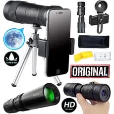 Telescópio Monóculo Profissional Zoom Hd Lua Luneta Suporte Celular Tático Espião Observação Longo Alcance + Tripé Bolsa