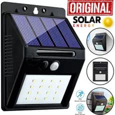 Luminária Carregamento Solar Leds Sensor De Movimento Presença Automático Fotocélula Parede Externa Forte A Prova Dágua