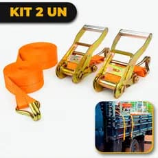 Kit 2 Cintas de Amarração Catraca 1.5 Ton 4.5m Transporte Carga Caminhão Profissional