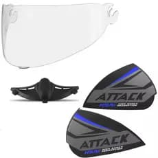 VISEIRA + NARIGUEIRA + TAMPA LATERAL PARA CAPACETE ATTACK HSA