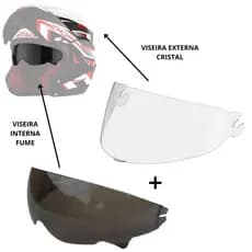 Viseira Cristal + óculos interno Fume P/ Capacete Pro Tork Attack Evo