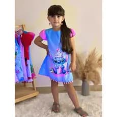 vestido infantil Stitch brilha sob luz neon com manga , blogueirinha