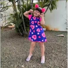 vestido infantil manga coração rosa , blogueirinha