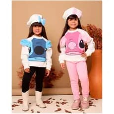 conjunto infantil menina Stitch outono inverno look blogueirinha 03 pç