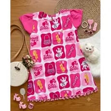 vestido com manga  Barbie , verão , festa , casual , moda blogueirinha , trapézio soltinho