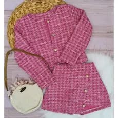 conjunto infantil menina , short saia + casaquinho , festa , casual , moda evangelica , blogueirinha