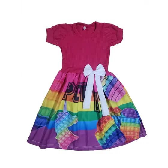 Vestido aniversario e Festa Pop It Fidget Toy , Modelo Rodado Infantil, Dia a Dia, Princesinha