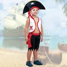 Fantasia Infantil Pirata Menino Com Chapéu E Tapa Olho