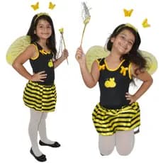Fantasia Infantil da Abelhinha com Acessório da Asa, Arco e Varinha Mágica