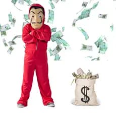 Fantasia Casa de Papel Infantil, Macacão com zíper e Capuz e Mascara.