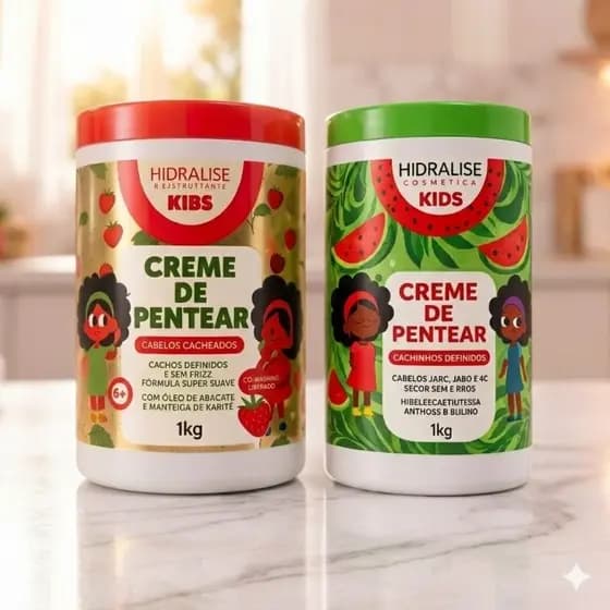 Creme de Pentear Hidralise Kids 1kg | Cachinhos Definidos, Sem Frizz e Mais Maciez