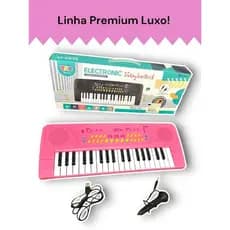 Mini Teclado Infantil Rosa Linha Premium Luxo Completo 37 teclas
