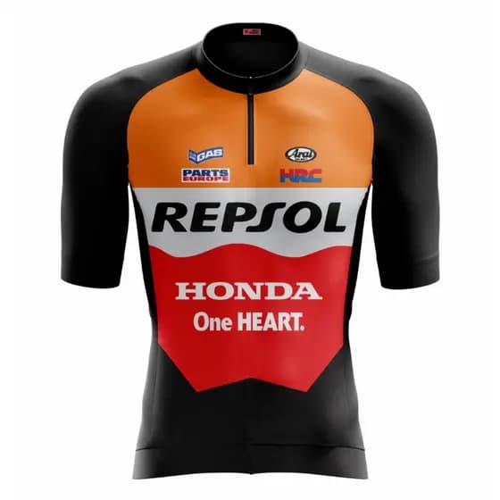 Camisa Ciclismo Masculina Camiseta Equipe Repsol Laranja Manga Curta Roupa Bike Pedal Mtb