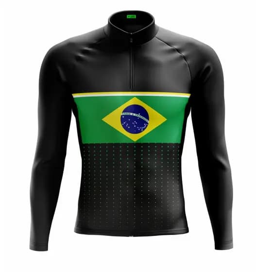 Camisa Ciclismo Roupa Masculina Brasil Blusa Manga Longa Proteção UV Bike Frio Inverno Way Mtb