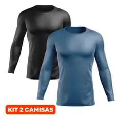 Kit 2 Camisas Masculinas Segunda Pele Proteção UV 50+ Manga Longa Camiseta Roupa Academia Fitness Praia