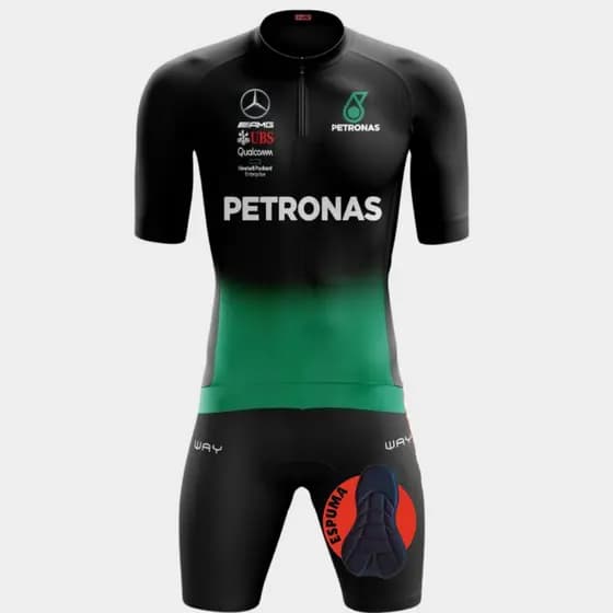 Kit Conjunto Ciclismo Masculino Camisa Pro Uv Ziper Parcial Short Bermuda Forro Espuma Bike MTB