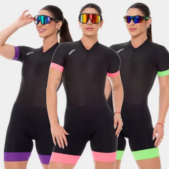 Macaquinho Ciclismo Feminino Macacão Forro com Gel Alta Densidade Almofadado Way Fresh