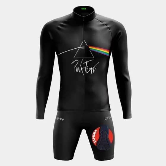 Conjunto Ciclismo Kit Roupa Bike Camisa Manga Longa Bermuda Espuma Acolchoada