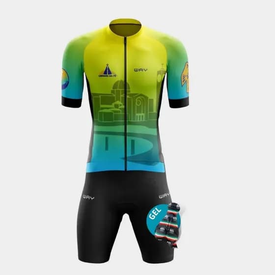 Conjunto Roupa de Ciclismo Masculino Religioso Caminho da Fé Zíper Total Premium Bike Pedal Mtb