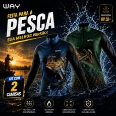 Kit 2 Camisas de Pesca Manga Longa Masculina com Proteção UV50+ Pescaria Tucunaré Black Bass