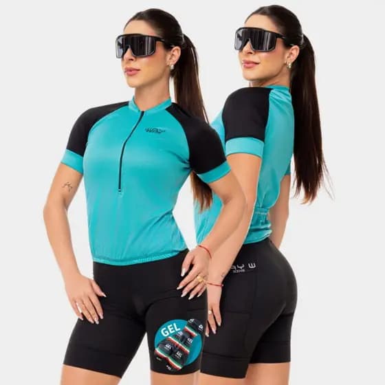 Roupa Feminina Ciclismo Conjunto Camisa Camiseta Refrescante Short Bermuda Acolchoada Gel Pedal Bike