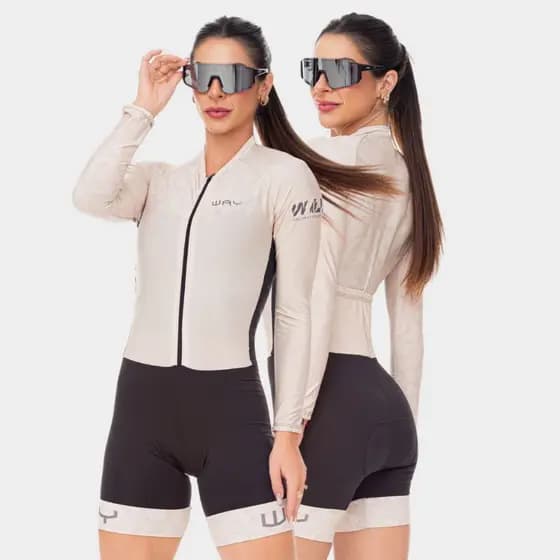 Macaquinho Macacão Ciclismo Feminino Ciclistas Roupa Mulheres Pedal Forro Acolchoado Gel Bike D100