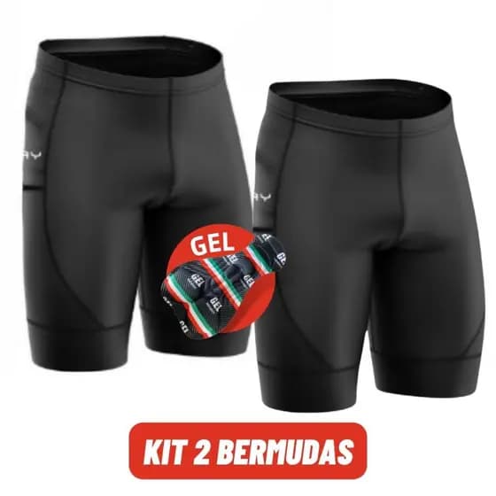 Kit Bermuda Ciclismo Masculina Short Forro em Gel Bike Pedal Ciclista Mtb
