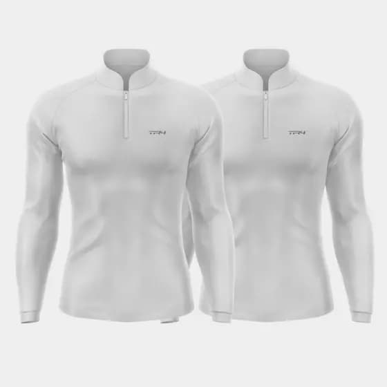 Kit 2 Camisas Masculina Casual Campo Pesca Zíper Proteção UV