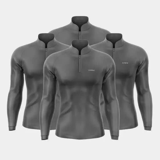 Kit 4 Camisas Masculina Agro Pesca Esportiva Proteção UV Manga Longa