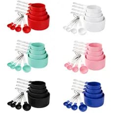 Kit 8pcs Medidores Cozinha Colheres Culinario Copo Dosador Aço Inox Plastico